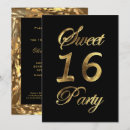 Recherche de bonbon moderne 16 invitations Noir et or