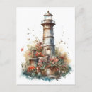 Recherche de aquarelle de phare cartes postales Vintage