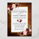Recherche de en bois rustique mariage invitations Aquarelle bordeaux floral