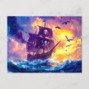 Recherche de bateau de pirates cartes postales Illustration