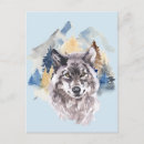 Recherche de tête de loup cartes postales Aquarelle