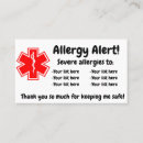 Recherche de allergie cartes visite Nourriture
