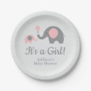 Recherche de baby shower rose et gris assiettes en papier Éléphant