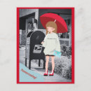 Recherche de parapluie rouge cartes postales Fille