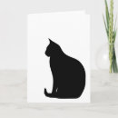 Recherche de silhouette de chat vœux cartes Noir