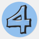 Recherche de numéro 4 autocollants Bleu