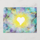 Recherche de coeur jaune cartes postales Bleu