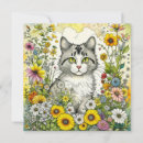 Recherche de chat gris et blanc vœux cartes Fleurs