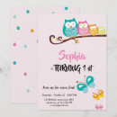 Recherche de hibou coloré invitations Rose