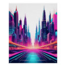 Recherche de ville futuriste posters Ville de néon