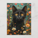 Recherche de illustration de chat noir cartes postales Fleurs