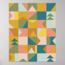 Recherche de corail turquoise posters Géométrique