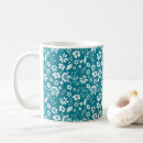 Recherche de motif floral turquoise tasses Sarcelle