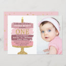 Recherche de cake 1ans anniversaire invitations Rose
