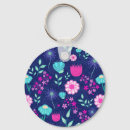 Recherche de floral bleu et vert porteclés Rose