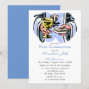 Recherche de première catholique petite communion invitations Bleu