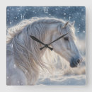 Recherche de beau cheval horloges Neige