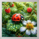 Recherche de coccinelle rose posters Feuille