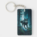 Recherche de lune de loup porteclés Bleu