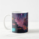 Recherche de paysage urbain tasses Cyberpunk