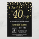 Recherche de surprise 40ans anniversaire invitations Noir et or