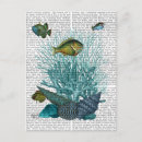 Recherche de corail et bleu cartes postales Contemporain