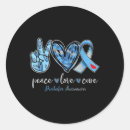 Recherche de peace love cure autocollants Bleu