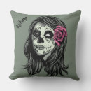 Recherche de dia los muertos coussins Rose
