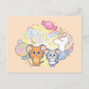 Recherche de licorne kawaii cartes postales Dessin animé