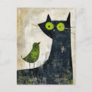Recherche de chat oiseau cartes postales Illustration