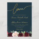 Recherche de bordeaux et bleu marine mariage invitations Élégant