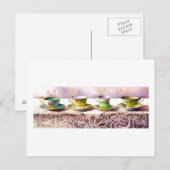 0001 Rangée de tasses à thé Carte postale (Devant / Derrière)