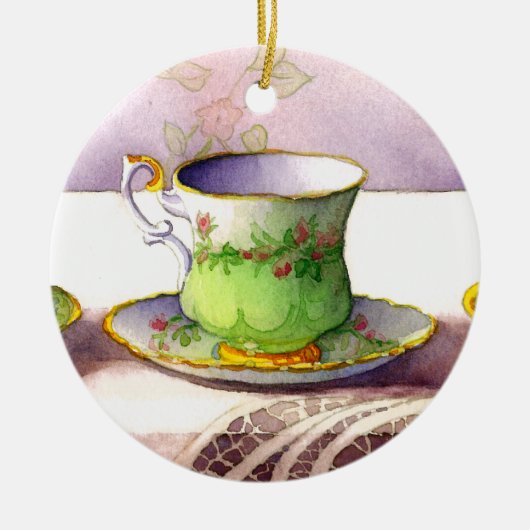 0001 Teacup on Lace Ornament (Voorkant)