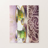 0001 Teacups on Lace Puzzle (Vertical)