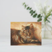 0005 Chat sur carte postale Coussin (Debout devant)