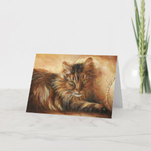 0005 Kat op Pillow Birthday Card Kaart