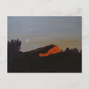 0008-volle maan zonsondergang op Mte Ste Victoire Briefkaart