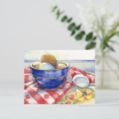 0009 Eieren in Blue Bowl Briefkaart (Staand voorkant)
