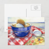 0009 Eieren in Blue Bowl Briefkaart (Voorkant / Achterkant)