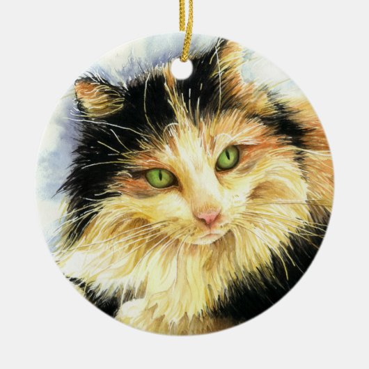 0010 Calico Cat Keramisch Ornament (Voorkant)