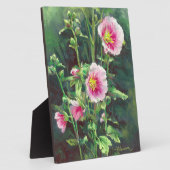 0013 Roze Hollyhocks Fotoplaat (Zijkant)