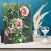 0013 Roze Hollyhocks Fotoplaat (Zijkant)