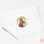 001 - Jezus Christus Ronde Sticker (Envelop)