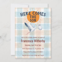 001 Sky Watercolor Plaid Ooievaar Boho Baby Shower