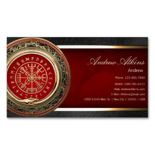 [001] Vegvisir - Gold Viking Magic Runic Compass Magnetisch Visitekaartje