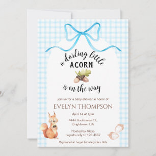 002 Cerulean Eekhoorn Eikel Geruite Baby Shower Kaart