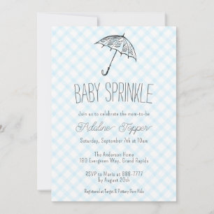 002 Cerulean Modern Paraplu Baby Sprinkle Gingham Kaart