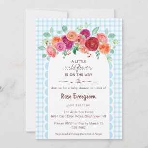 002 Cerulean Watercolor Wilde Bloem Baby Shower Kaart