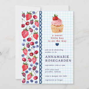 002 Hemelblauwe Bosbespleister Cupcake Baby Shower Kaart