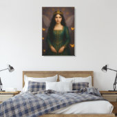 003_A fairy princess in emerald green. Canvas Afdruk (Insitu (Slaapkamer))